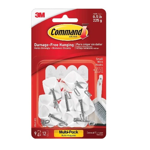 3M Command 17067-VP White Adhesive Hooks 12-Pack