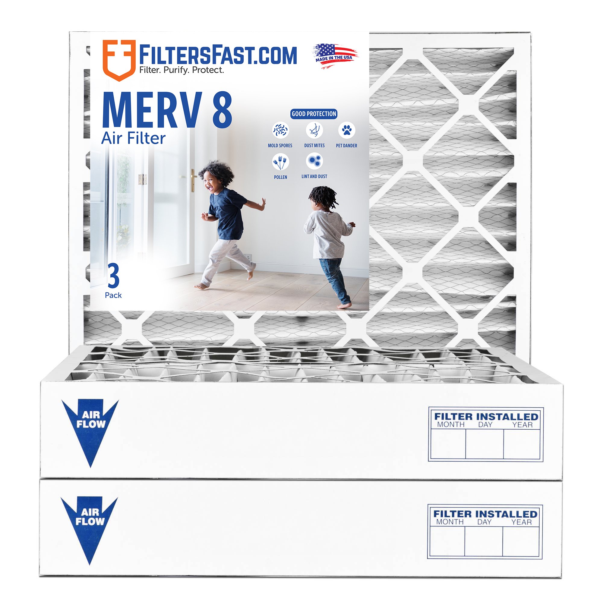 4" MERV 8 Furnace & AC Air Filter by Filters Fast® - 3-Pack