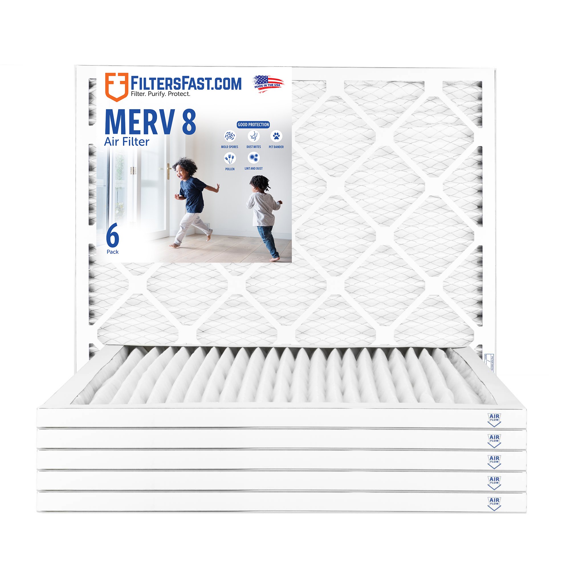1" MERV 8 Furnace & AC Air Filter by Filters Fast® - 6-Pack