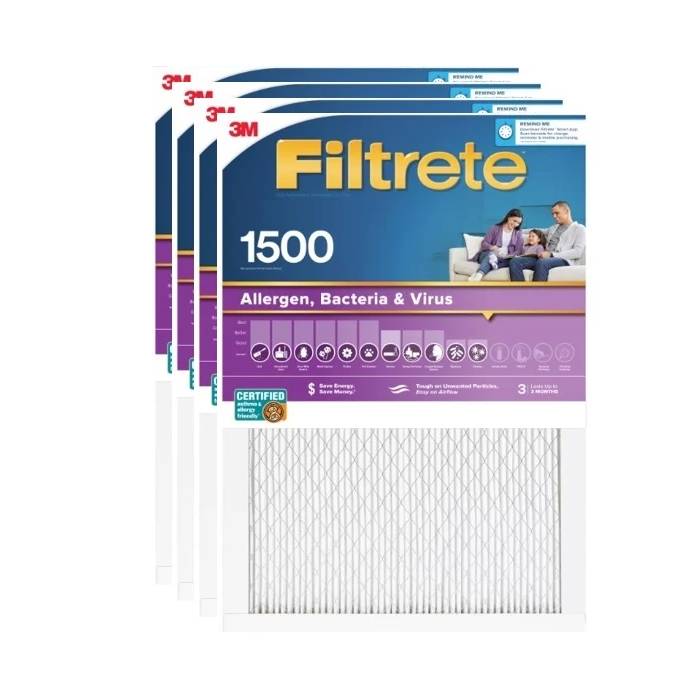 3M Filtrete 1500 MPR Allergen, Bacteria & Virus Air Filter (Purple) - 4-Pack
