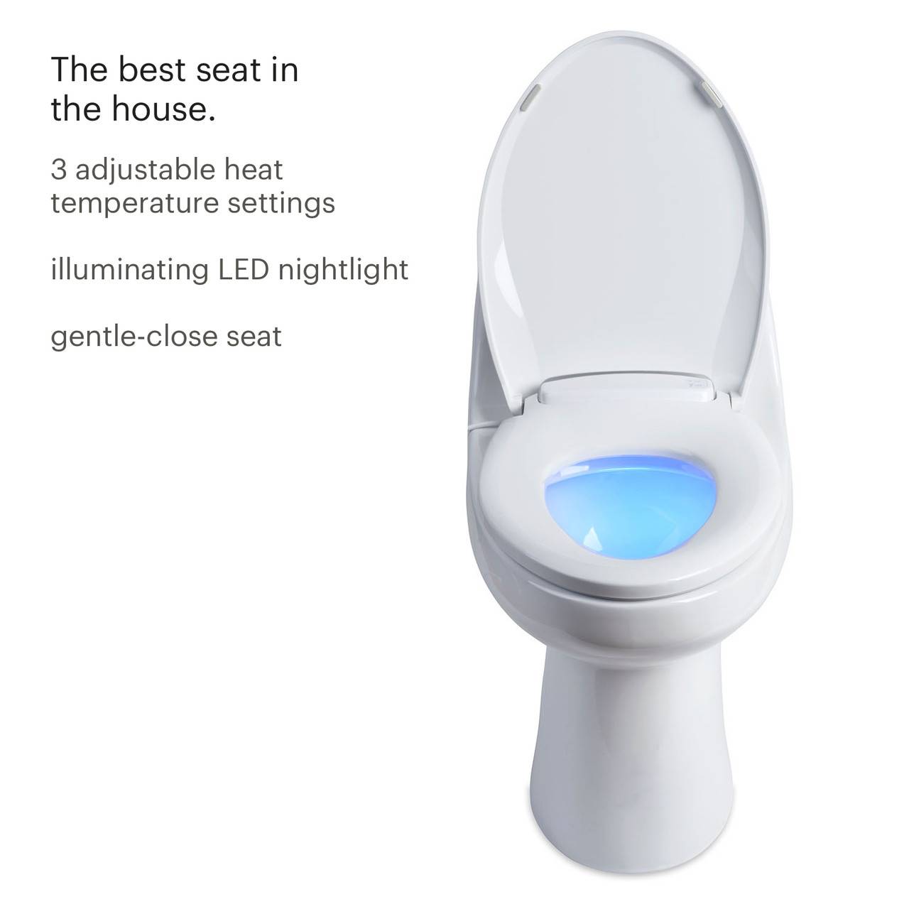 Brondell LumaWarm Heated Nightlight White Toilet Seat - Round