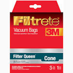 FilterQueen ALL FILTERQUEEN CANISTER VACUUM CLEANERS replacement part - FilterQueen Cone Vacuum Bags by 3M Filtrete 3-Pack