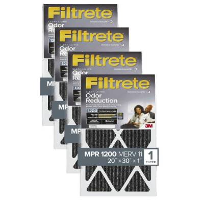 3M Filtrete 20x30x1 1200 MPR Odor Air Filter - 4-Pack