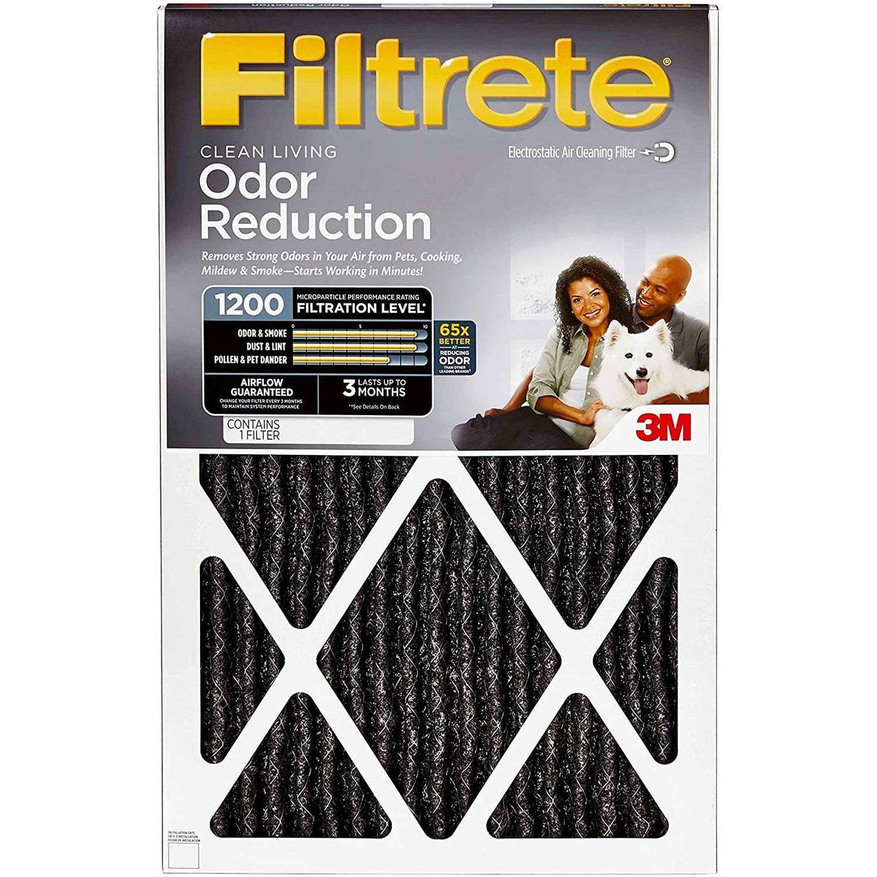 3M Filtrete 16x20x1 MPR 1200 Clean Living Odor Reduction Furnace & AC Air Filter