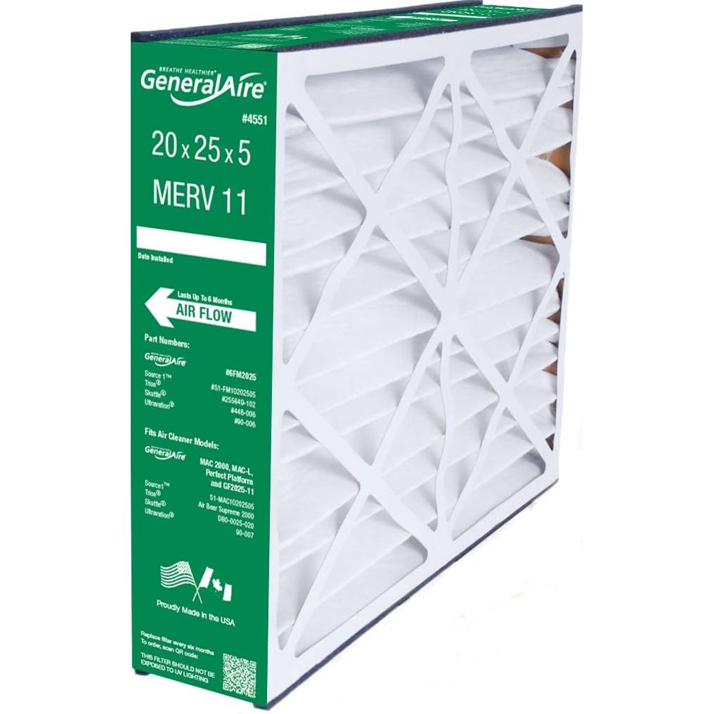 GeneralAire 6FM2025, 4551 MERV 11 Air Filter-20x25x5