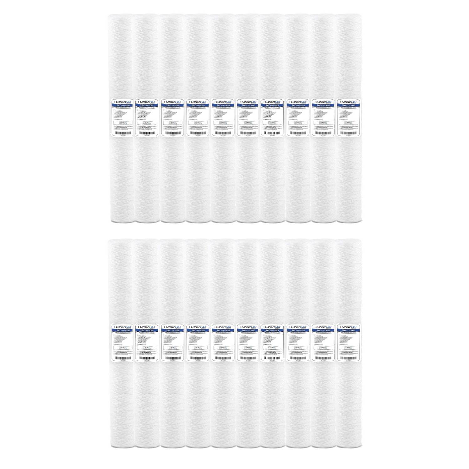 Hydronix SWC-25-2050 20" 50 Micron String Wound Water Filter  -  20-Pack