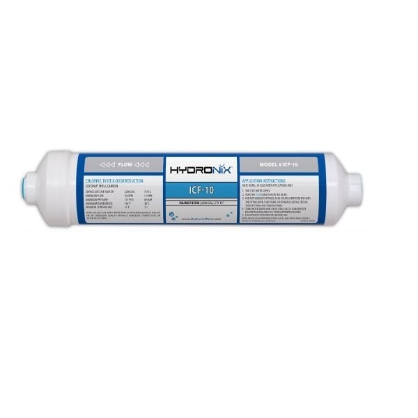 Hydronix ICF-10 10" Inline Coconut Carbon Filter 1/4"FNPT