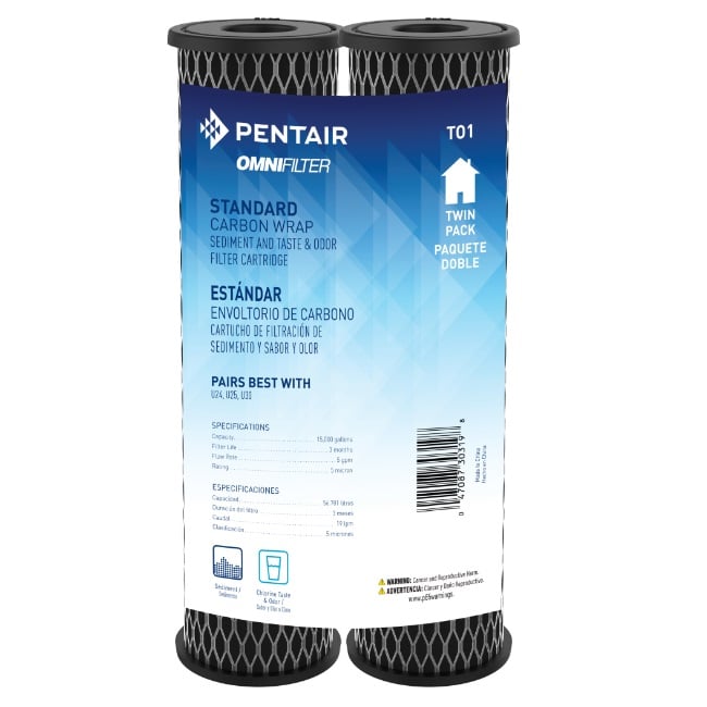 Omni TO1-SS Carbon Wrapped Whole House Compatible Water Filter Cartridges 2 PK 