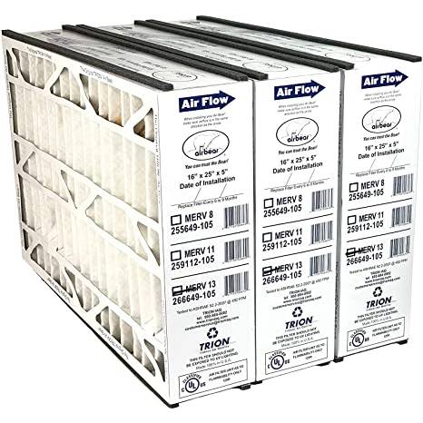 Nordic Pure 20x25x5 4-7/8 Actual Depth MERV 13 Trion Air Bear Replacement Pleated AC Furnace Air Filter Box of 2 