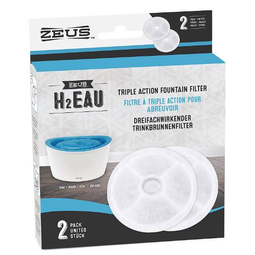 ZEUS H2EAU 91403 Triple Action Fountain Filter - 2-Pack