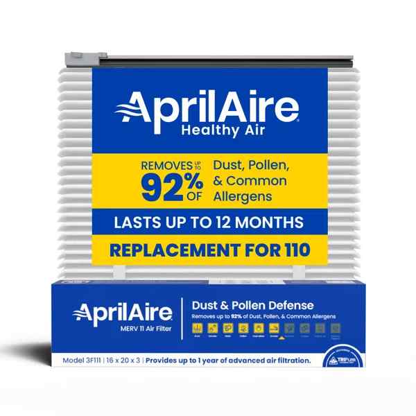 Genuine AprilAire TriPure 110 16x20x3 MERV 11 Allergy & Virus Defense Air Filter + Upgrade Rails | Replaces AprilAire 110