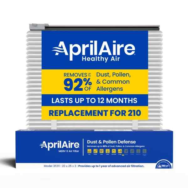 Genuine AprilAire TriPure 210 20x25x3 MERV 11 Allergy & Virus Defense Air Filter + Upgrade Rails | Replaces AprilAire 210