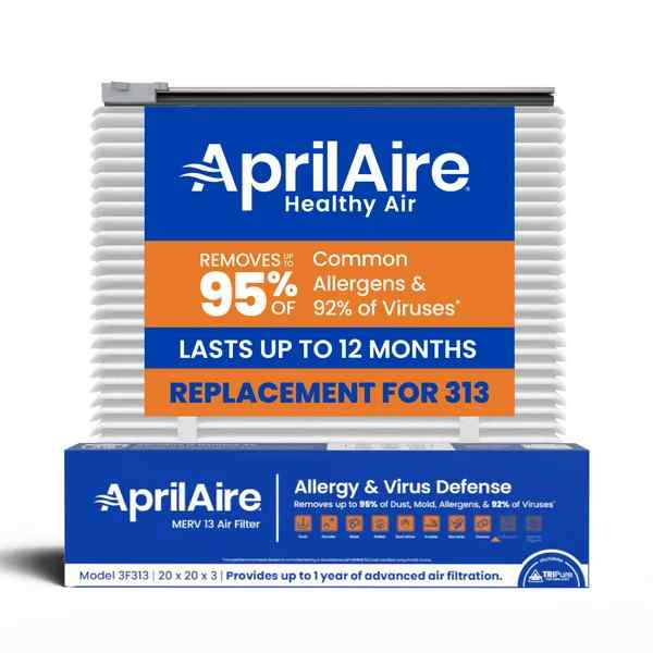 AprilAire APRILAIRE 1310 replacement part - Genuine AprilAire TriPure 313 20x20x3 MERV 13 Allergy & Virus Defense Air Filter + Upgrade Rails | Replaces AprilAire 313