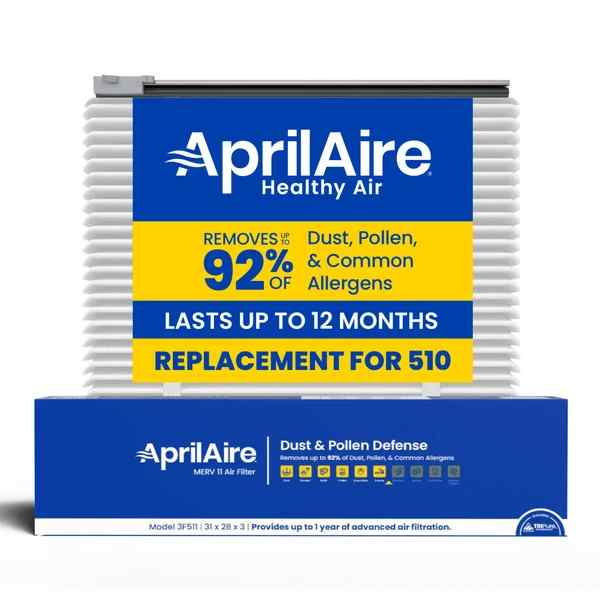 Genuine AprilAire TriPure 510 31x28x3 MERV 11 Allergy & Virus Defense Air Filter + Upgrade Rails | Replaces AprilAire 510