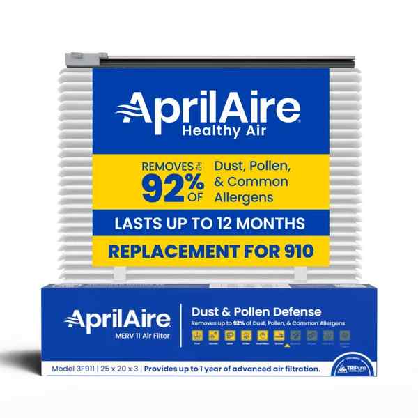 Genuine AprilAire TriPure 910 25x20x3 MERV 11 Allergy & Virus Defense Air Filter + Upgrade Rails | Replaces AprilAire 910