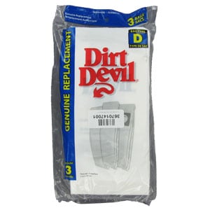 Type D Upright Vacuum Paper Bags 6pk Genuine Dirt Devil 3670147001