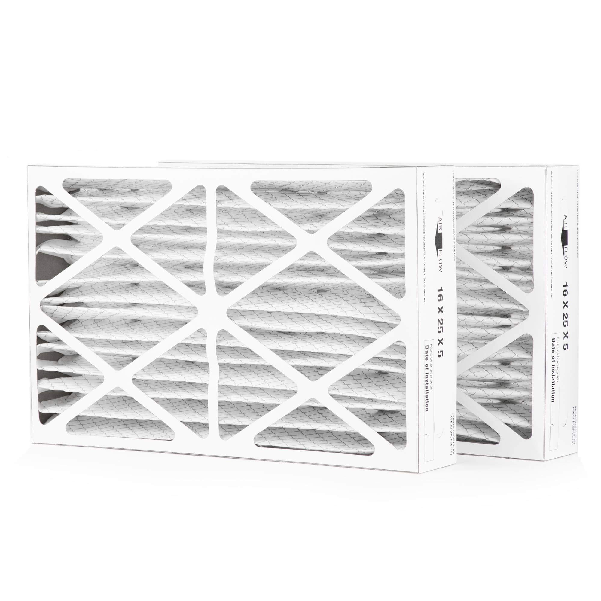 Lennox X6670 2-Pack MERV8 16x25x5 Filters Fast Replacement