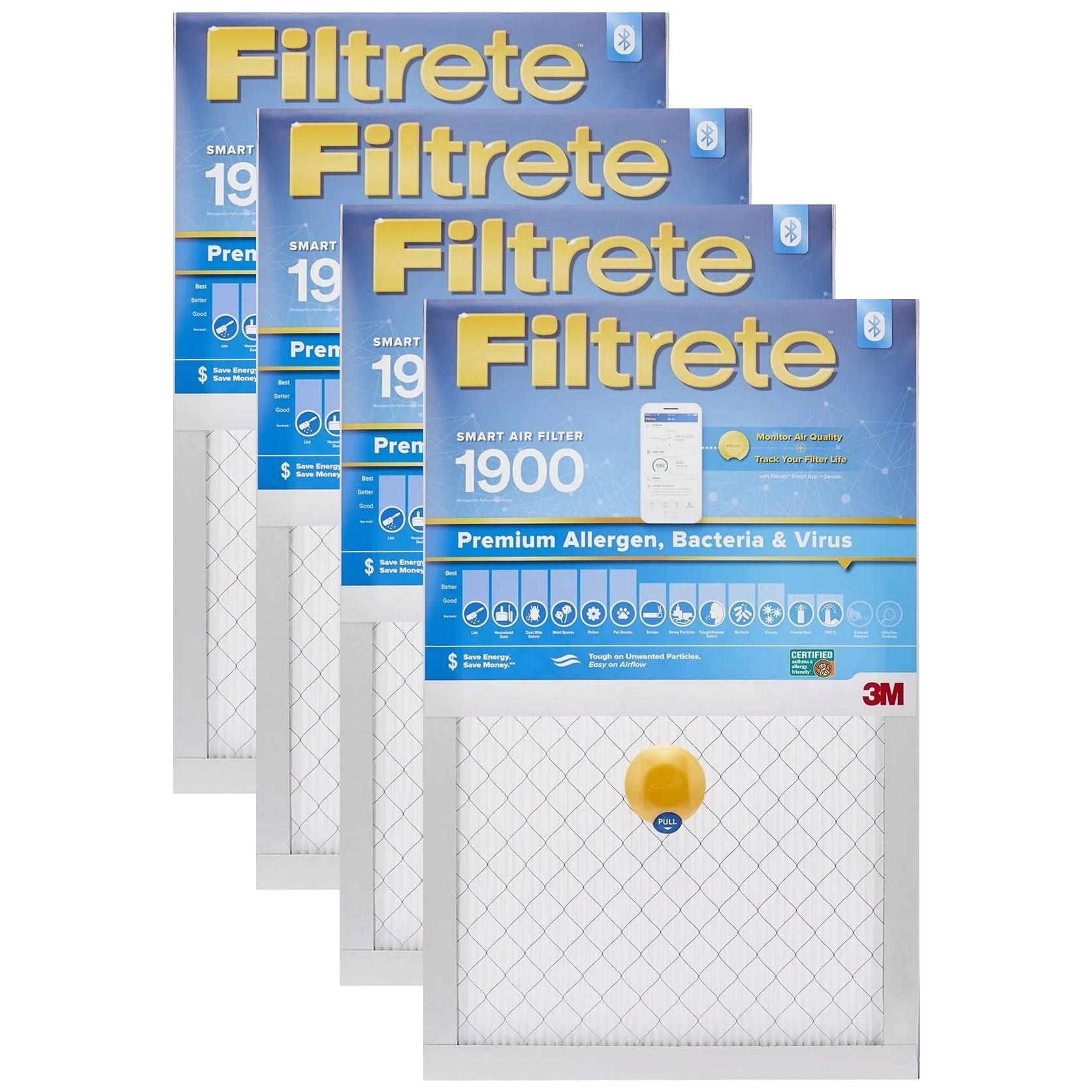 Filtrete Smart Air Filter S-UA02-4 20"x20"x1", 1900 MPR 4-Pack