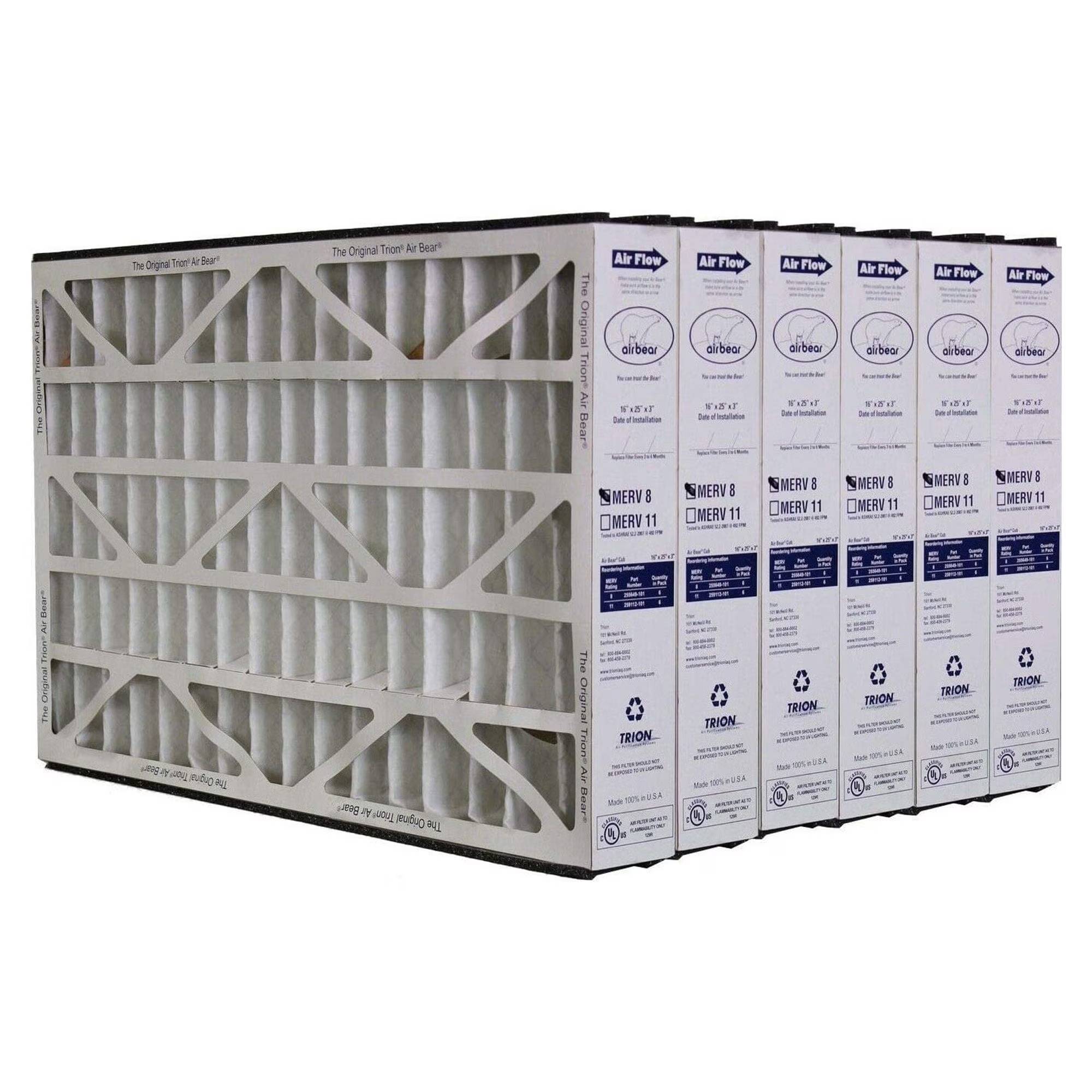Trion 255649-101 Air Bear Media AC Filter 16x25x3 6-Pack