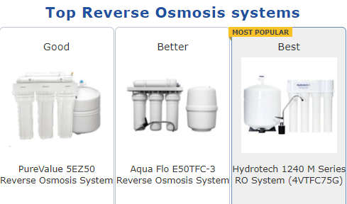screenshot of RO systems on Filters Fast site