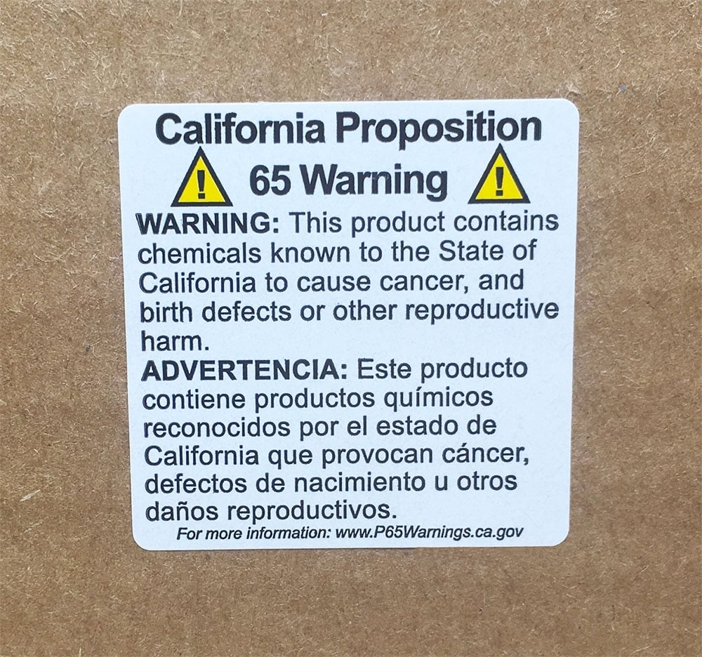 example of california proposition p65 warning label