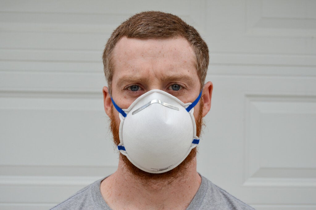 Adult male wearing rz face mask